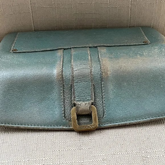 Jimmy Choo Women Wallet Cardholder Blue Leather Wristlet Clutch Purse Made Italy - Picture 12 of 12